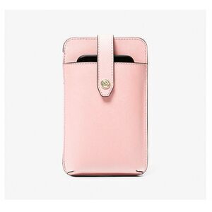 Michael Kors Pink Saffiano Leather Smartphone Crossbody Bag POWDER BLUSH NWT